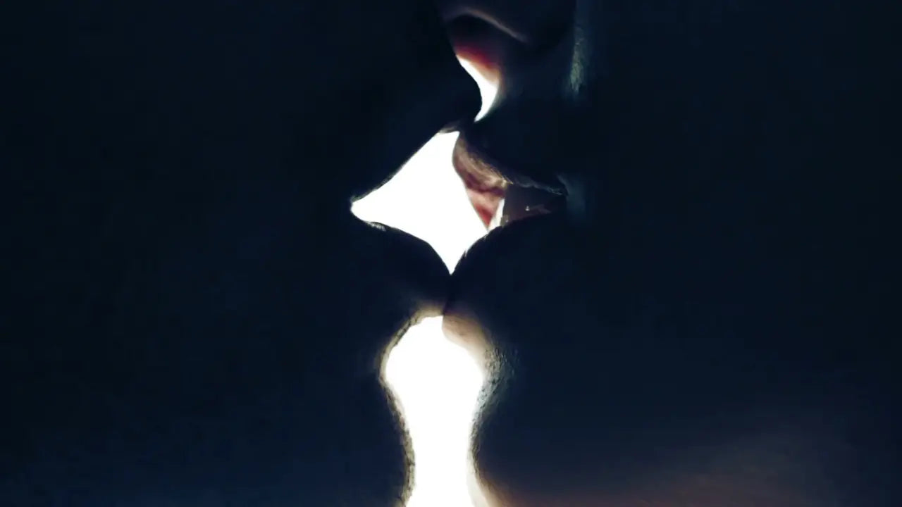 A couple kissing