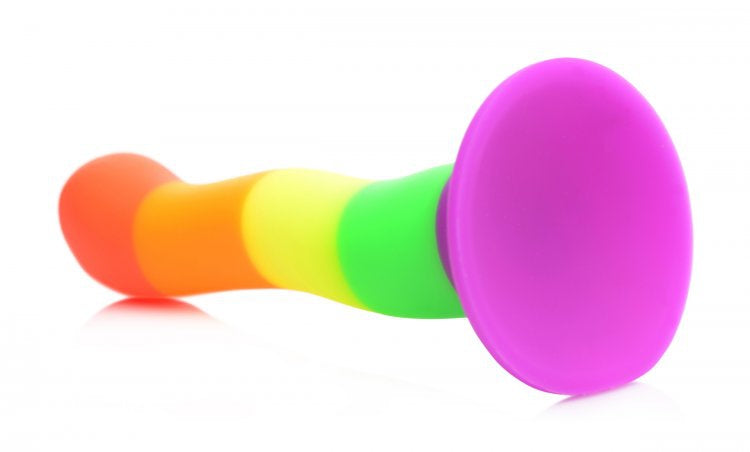 Rainbow Silicone Dildo with Harness